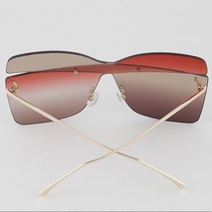 Geometric Retro Rimless Ombre Tinted Sunglasses